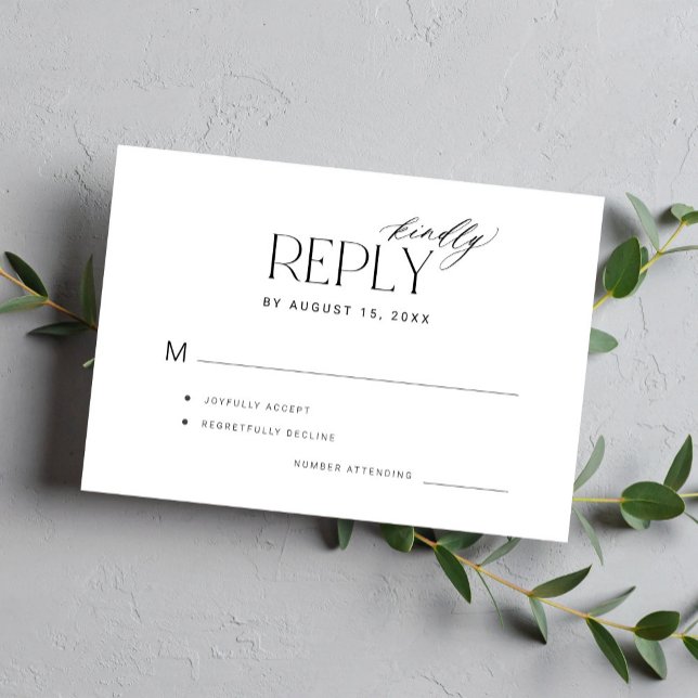 Moderne Typografie freundlich antworten Hochzeit RSVP Karte (Von Creator hochgeladen)