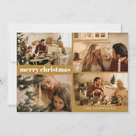 Moderne Typografie Frohe Weihnachtsmustard Gold Feiertagskarte