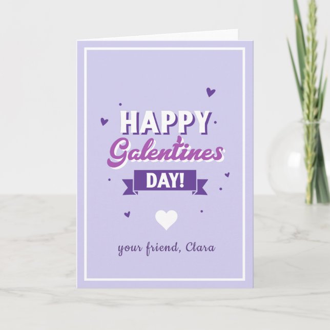 Moderne Typografie Galentine's Day Friend Lila Karte (Vorderseite)