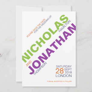 Moderne Typografie-Gay-Hochzeit spart die Datumska Save The Date