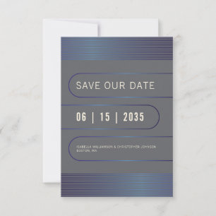 Moderne Typografie geometrisch blau metallisch Save The Date