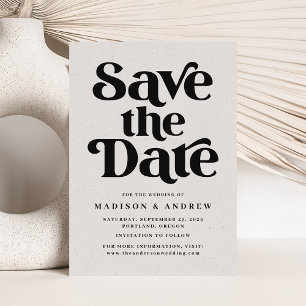 Moderne Typografie gesprenkelt Grau und Schwarz Save The Date