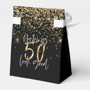 Moderne Typografie Gold Glitzer Chic 50. Geburtsta Geschenkschachtel