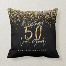 Moderne Typografie Gold Glitzer Chic 50. Geburtsta Kissen