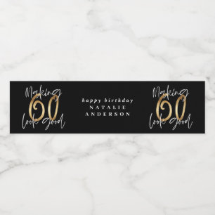 Moderne Typografie Gold Glitzer Chic 60. Geburtsta Wasserflaschenetikett