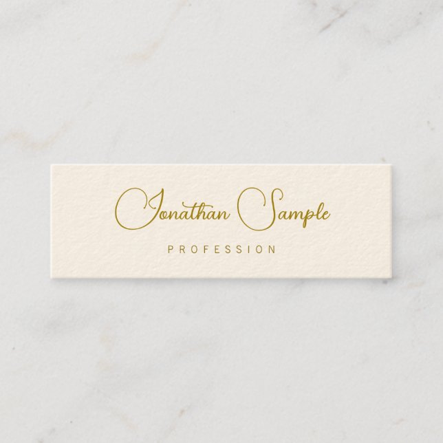 Moderne Typografie Gold Look Text Template Chic Mini Visitenkarte (Vorderseite)