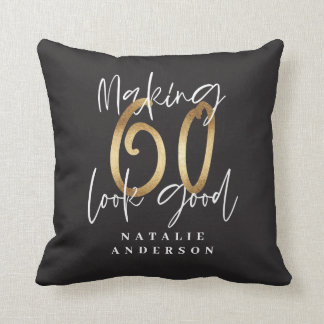 Moderne Typografie Gold schwarz 60. Geburtstag Kissen