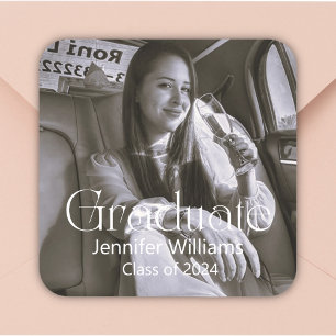 Moderne Typografie Graduate Klasse des Fotos 2024 Quadratischer Aufkleber