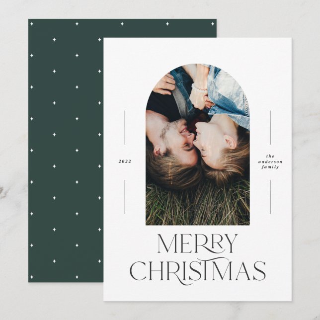 Moderne Typografie grün 1 Foto Weihnachten (Vorne/Hinten)