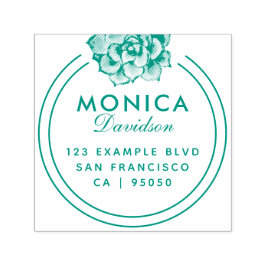 Moderne Typografie | Grüne sukkulente Rücksendeadr Permastempel