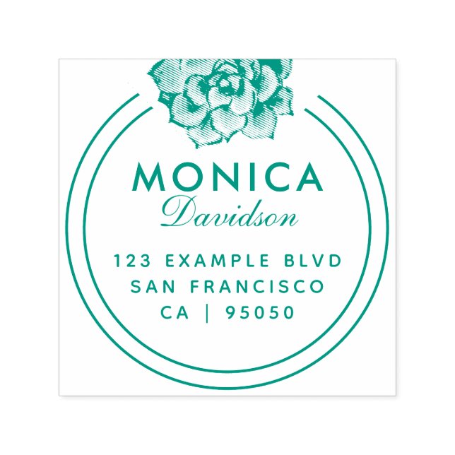Moderne Typografie | Grüne sukkulente Rücksendeadr Permastempel (Design)