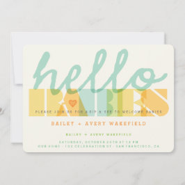 Moderne Typografie Hallo Babies Twins Sip & See Einladung