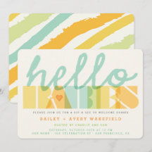 Moderne Typografie Hallo Babys Zwillinge Sip & See