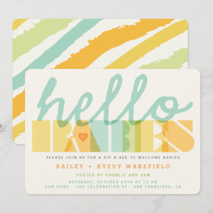 Moderne Typografie Hallo Babys Zwillinge Sip & See Einladung