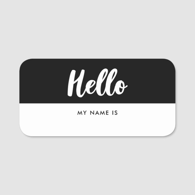 Moderne Typografie Hallo mein Name ist Dry Erase Namensschild (Vorderseite)