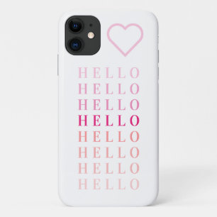 Moderne Typografie Hallo Pink Coral Mit Monogramm Case-Mate iPhone Hülle