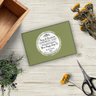 Moderne Typografie Handmade Soap Green Wcolor Runder Aufkleber