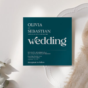 Moderne Typografie Hochzeit auf dem Aquamarinen Pl Einladung