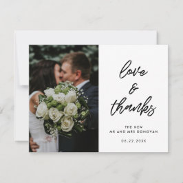 Moderne Typografie Hochzeit Foto Liebe und Dank Dankeskarte