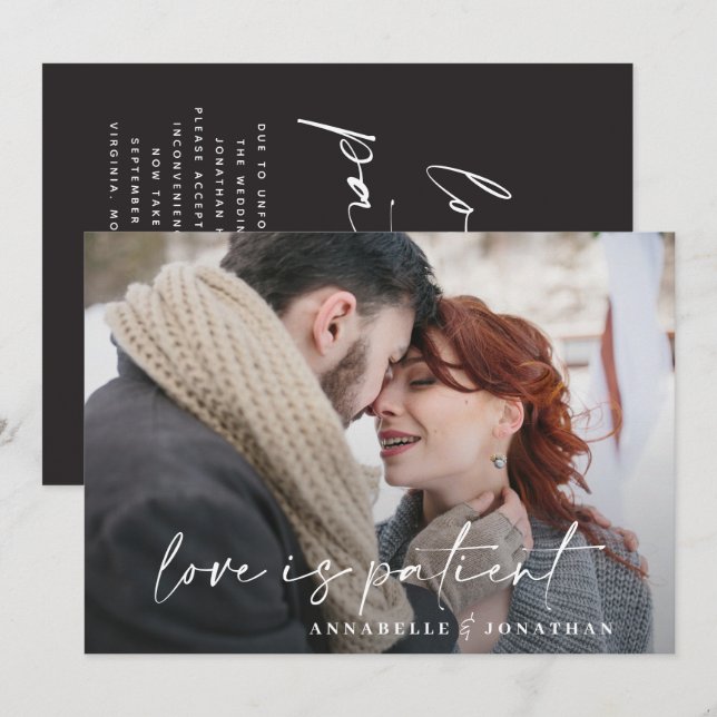 Moderne Typografie Hochzeit Save the Date verschob (Vorne/Hinten)