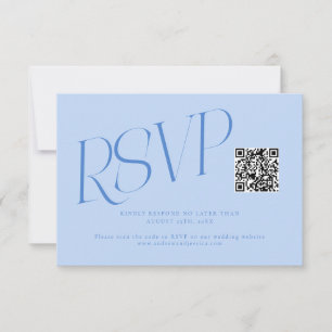 Moderne Typografie Hochzeits-QR-Code Eisblau RSVP Karte