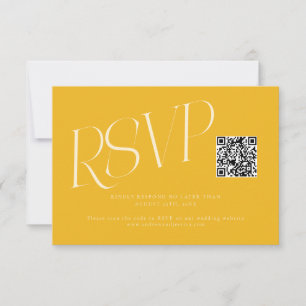 Moderne Typografie Hochzeits-QR-Code Gelb RSVP Karte