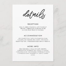 Moderne Typografie Hochzeitsgast-Informationskarte