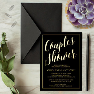 Moderne Typografie Hochzeitspaare Dusche Real Folieneinladung