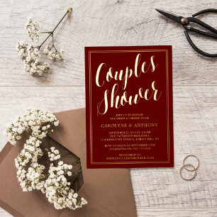 Moderne Typografie Hochzeitspaare Shower Echt Folieneinladung