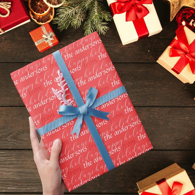 Moderne Typografie Holiday Patternfamilie Geschenkpapier (Von Creator hochgeladen)