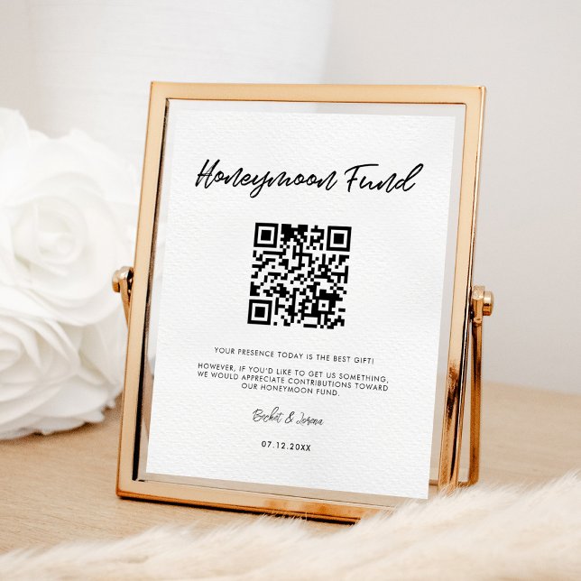 Moderne Typografie Honeymoon-Fonds QR-Code Poster (Von Creator hochgeladen)