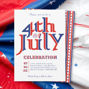 Moderne Typografie im Amerikanische Unabhängigkeit Einladung