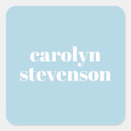 Moderne Typografie in Blau Personalisierter Name Quadratischer Aufkleber