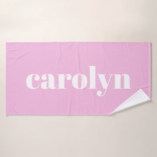 Moderne Typografie in Rosa personalisierter Name Badehandtuch