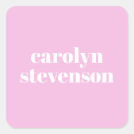 Moderne Typografie in Rosa Personalisierter Name Quadratischer Aufkleber