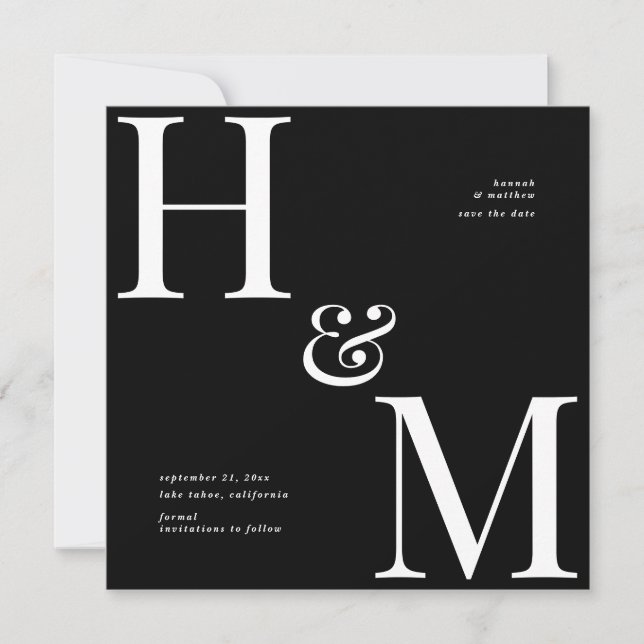 Moderne Typografie Initialen Hochzeit speichern da (Vorderseite)