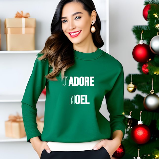 Moderne Typografie J'adore Weihnachten Liebe Weihn T-Shirt (Von Creator hochgeladen)