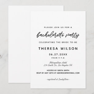 Moderne Typografie Junggesellinnen-Abschiedsparty Einladung