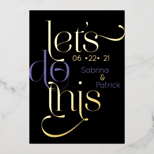 Moderne Typografie LASSE DIES Save the Date Folieneinladung (Vorderseite)