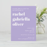 Moderne Typografie Lavender Lila Bat Mitzvah Einladung<br><div class="desc">Kühne Typografie Lavender Lila einfache moderne Bat Mitzvah Einladung</div>