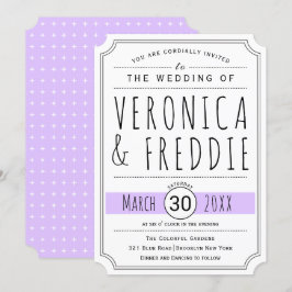 Moderne Typografie Levender lila Hochzeit Einladung