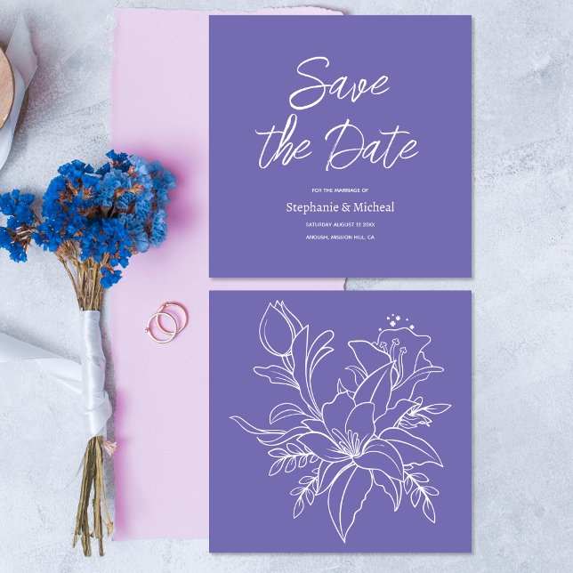 Moderne Typografie - Lila Perinwinkle Save The Date (Von Creator hochgeladen)