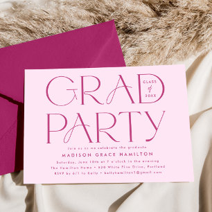Moderne Typografie Magenta Graduation Party Einladung