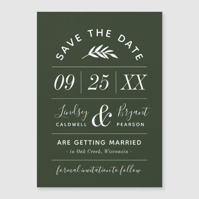 Moderne Typografie Magnetkarte Save the Date (Vorderseite)