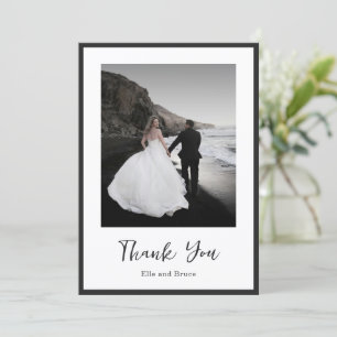 Moderne Typografie Minimalistische Foto-Hochzeit Dankeskarte