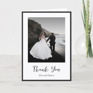 Moderne Typografie Minimalistische Foto-Hochzeit Dankeskarte