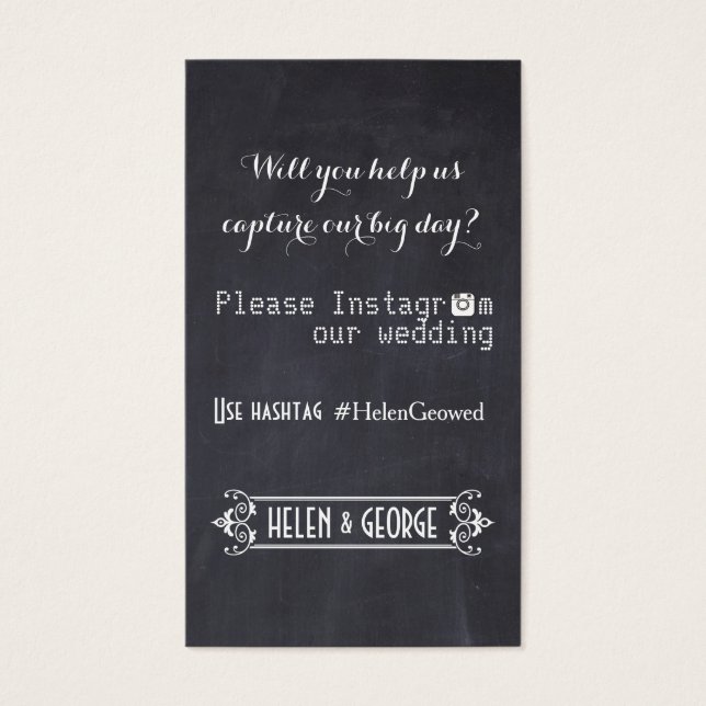 Moderne Typografie mit Instagram Hashtag Hochzeit (Vorderseite)