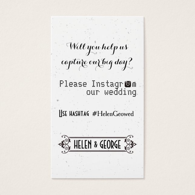Moderne Typografie mit Instagram Hashtag Hochzeit (Vorderseite)