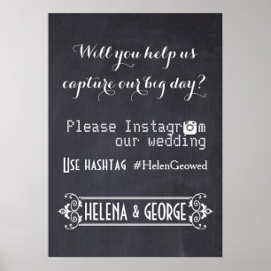 Moderne Typografie mit Instagram Hashtag Hochzeit Poster
