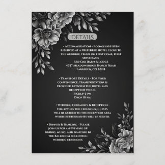 Moderne Typografie Monochrom Schwarz Weiß Floralie Begleitkarte